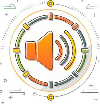 sonido volumen controlar icono con sonido olas y nivel indicadores en un circular calibre vector
