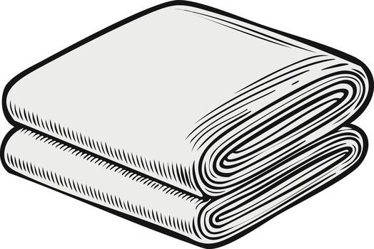 Neatly Folded Stack of Blankets or Fabric with Line Engraving in a Illustration vector