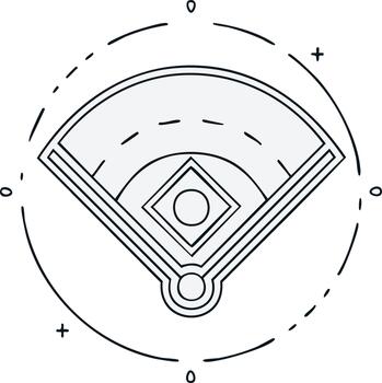 Stylized Baseball Diamond and Field Icon with Circular Outline Elements vector