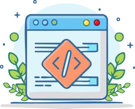 digital interfaz con codificación símbolo y verdor elementos vector