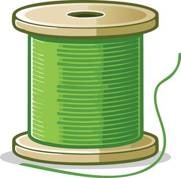 Green Thread Spool with Loose String vector