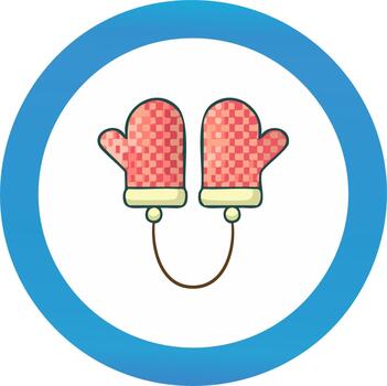 par de festivo estampado mitones conectado por un cuerda para invierno calor vector