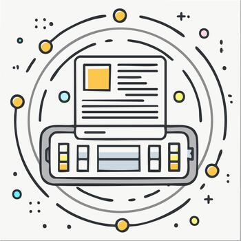 Smartphone displaying information content with global network communication concept graphic vector