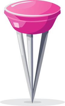 Shiny pink map marker push pin with sharp metal legs vector