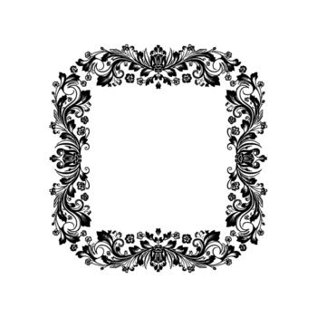 Intricate floral damask pattern forming a decorative square frame with delicate swirling vines and small blossoms vector