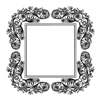 Intricate floral square border with delicate swirling vines and blooming flowers creating a classic decorative frame for projects vector
