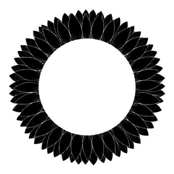 A circular decorative border frame made of stylized petals with thin outline details creating a flower shape vector