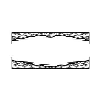 A minimalist line art rectangle frame with abstract wavy horizontal lines bordering the top and bottom edges vector