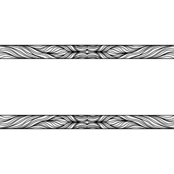 A continuous ink line art abstract geometric border featuring flowing wavy lines and symmetrical organic shapes isolated vector