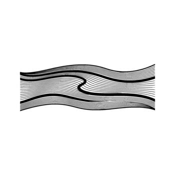 Abstract flowing striped wave pattern with optical illusion effect and curved central line vector