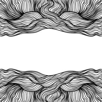Abstract ink drawing of flowing organic wave patterns creating a decorative border with ample copy space in the center vector