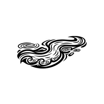 Dynamic swirling abstract tribal water wave pattern with concentric ripple circles vector