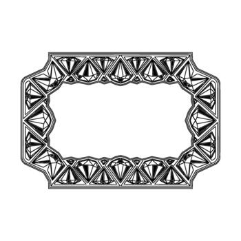 Ornate frame composed of faceted diamond shapes in a repeating geometric pattern with intricate bordering and a central blank space for text or imagery vector