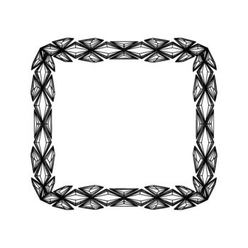 un detallado estructura metálica ilustración de un geométrico decorativo frontera compuesto de repetido cristal o piedra preciosa faceta patrones formando un redondeado rectangular marco aislado vector