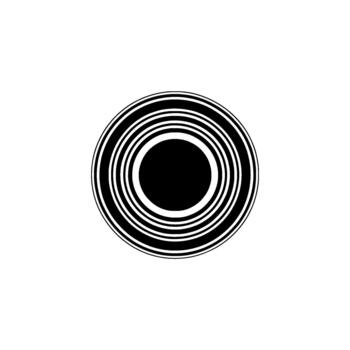 A minimalist abstract composition featuring a bold circle at its center surrounded by concentric rings of alternating stripes vector