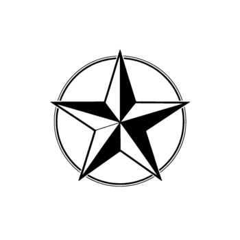 A sharp of a nautical star symbol enclosed within a concentric circle vector