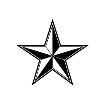 A bold five pointed star symbol with sharp geometric points and contrasting interior shading isolated vector