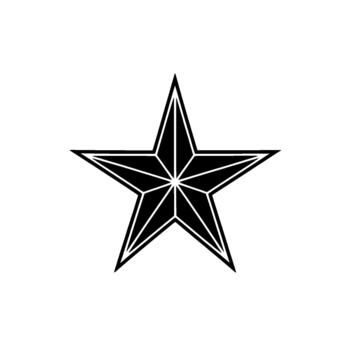 A sharp edged geometric five pointed star symbol with radiating internal lines vector