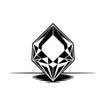 A stark illustration of a faceted diamond with sharp geometric lines casting a dramatic shadow vector