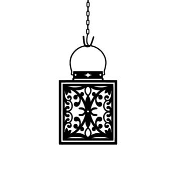 un sorprendentes silueta de un intrincadamente estampado cuadrado linterna vector