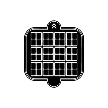 A modern minimalist representing a stylized waffle grid with rounded corners and an upward pointing arrow detail at the top vector