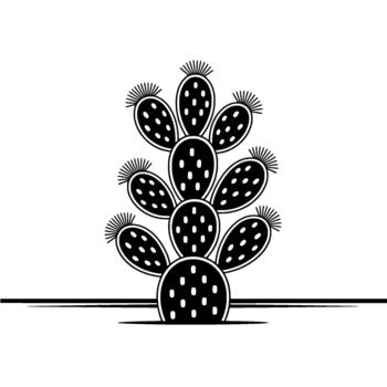 Stylized illustration of a prickly pear cactus with multiple pads and stylized spines vector