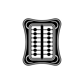 A stylized abstract representation of an abacus with twelve circular beads arranged in two columns vector