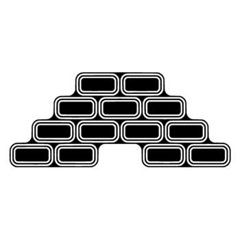 Abstract rounded rectangular brick wall with subtle gray borders and dark fill vector