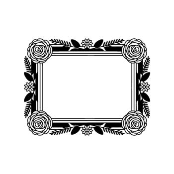 un ilustración de un rectangular marco adornado con decorativo rosas helechos y pequeño floral elementos formando un Clásico botánico frontera vector