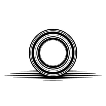 Minimalist of concentric circles creating a stylized wheel or abstract symbol with radiating lines beneath vector