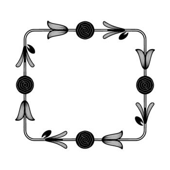 elegante frontera presentando estilizado rosas y hojas en un repitiendo modelo formando un redondeado rectangular marco vector