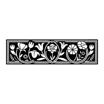 intrincado floral frontera presentando estilizado rosas tulipanes y amapolas con decorativo frondoso elementos dentro un clásico rectangular marco vector