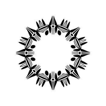 Intricate geometric mandala pattern with sharp pointed elements and oval accents vector