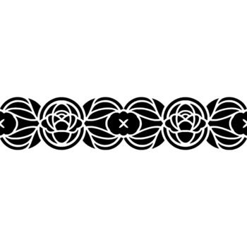A repeating decorative border featuring stylized rose and leaf motifs within circular frames vector