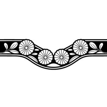 A stylized border featuring repeating chrysanthemum flower motifs and delicate leaf elements creating an elegant decorative flourish vector