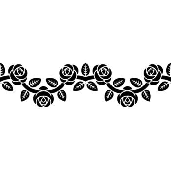 A continuous silhouette border featuring stylized roses and leaves creating an elegant floral vine pattern vector