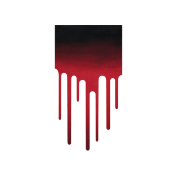 Red and black gradient paint drips from rectangular shape, creating dramatic, artistic, and abstract effect on transparent background, evoking moody and creative atmosphere png