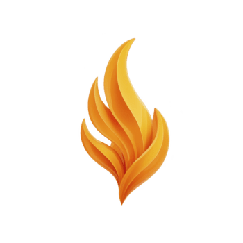 Abstract orange flame icon with smooth gradient modern style isolated on transparent background symbolizing energy warmth creativity and dynamic movement suitable for digital design png