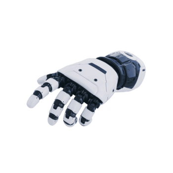 Robotic hand artificial intelligence futuristic technology white mechanical arm advanced prosthetic innovation isolated science engineering modern design png