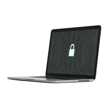 bärbar dator med digital låsa ikon på skärm, symboliserar Cybersäkerhet, data skydd, Integritet, och säkra uppkopplad kommunikation i modern teknologi miljö png