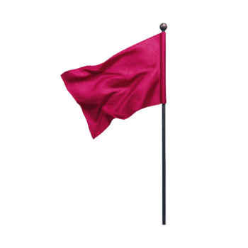 rouge drapeau agitant sur métal pôle, isolé sur transparent arrière-plan, symbolisant avertissement, alerte, ou danger, avec réaliste en tissu texture et dynamique mouvement png