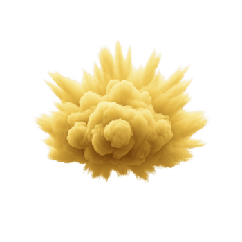 gul explosion moln fluffig rök brista isolerat på transparent bakgrund dramatisk energi effekt abstrakt form dynamisk rörelse kreativ design element vibrerande och kraftfull visuell png