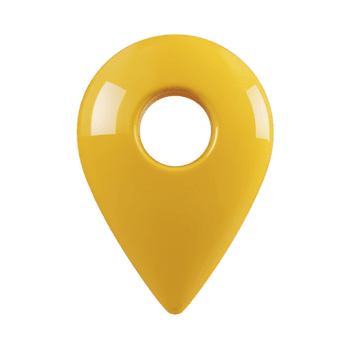 Yellow map pin location marker navigation symbol glossy finish 3D illustration isolated on transparency background modern design travel direction cheerful simple style png