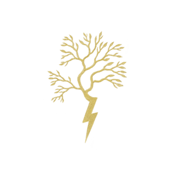 dorado árbol relámpago tornillo resumen naturaleza energía minimalista aislado transparencia antecedentes moderno decorativo diseño. dorado árbol con ramas transforma dentro relámpago tornillo simbolizando poder png