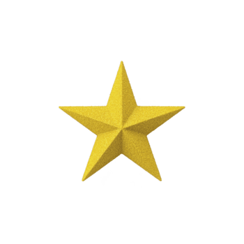 dorado estrella brillante metálico cinco puntiagudo forma aislado en transparente antecedentes símbolo de logro recompensa éxito y excelencia 3d representación decorativo elemento png