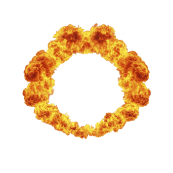 squillare di luminosa arancia e giallo fuoco esplosione con Fumo su trasparente sfondo, la creazione di drammatico circolare telaio, Perfetto per dinamico design o speciale effetti progetti png