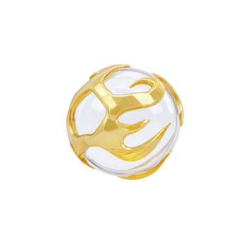 gyllene abstrakt sfär, transparent glas boll med skinande metallisk guld mönster, modern dekorativ objekt, lyx design element, isolerat på genomskinlighet bakgrund png