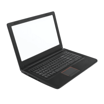 nero il computer portatile computer con vuoto bianca schermo, moderno tastiera del computer, e touchpad, isolato su trasparenza sfondo, adatto per attività commerciale, formazione scolastica, o a distanza opera concetti png