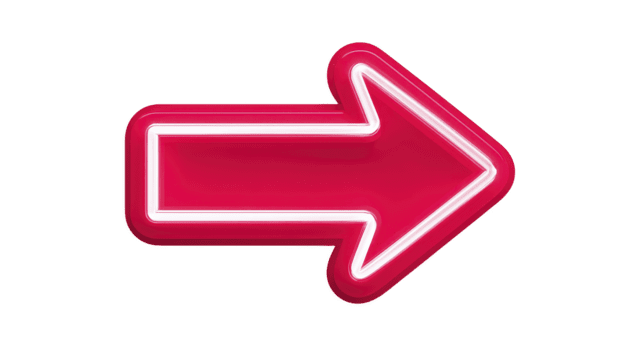 rosso neon giusto freccia cartello raggiante schema isolato su trasparente sfondo Usato per direzione navigazione guida moderno design e Attenzione afferrando visivo comunicazione png