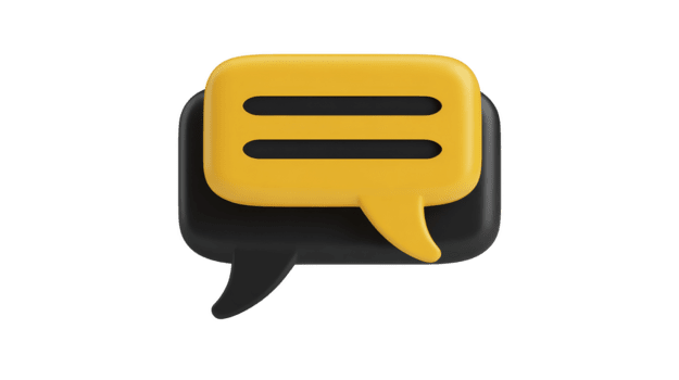 amarillo charla burbuja icono con transparencia fondo, moderno 3d habla burbuja símbolo, comunicación y mensaje concepto, aislado transparente fondo, adecuado para digital interfaz y social png